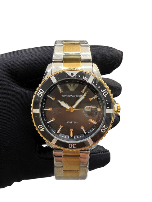 Emporio Armani Automatic Diver με ασημί-χρυσό μπρασελέ